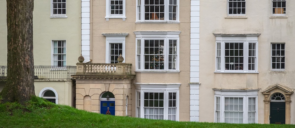 English terraced houses around Brandon Hill in Bristol, England