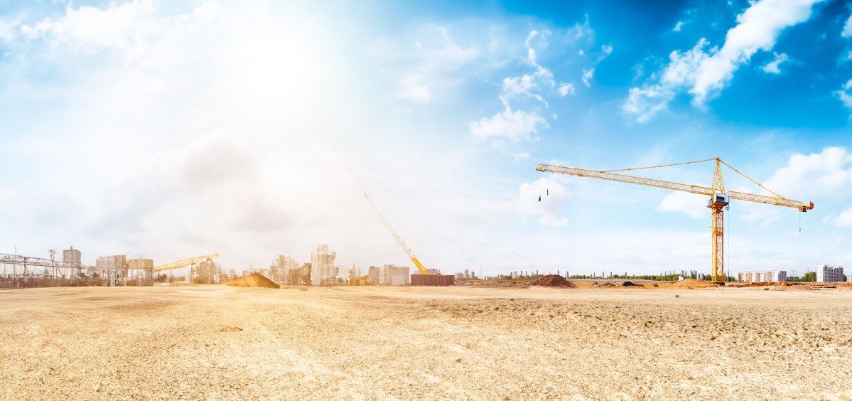 Single crane on construction site